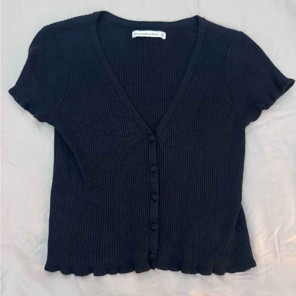 Abercrombie & Fitch Black Ribbed Knit Top